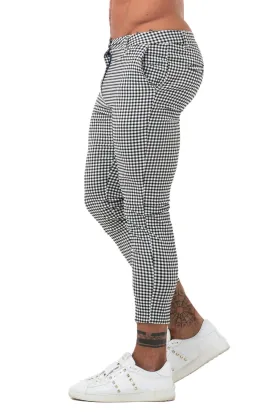 7357 Grey Checked Skinny Fit Chinos