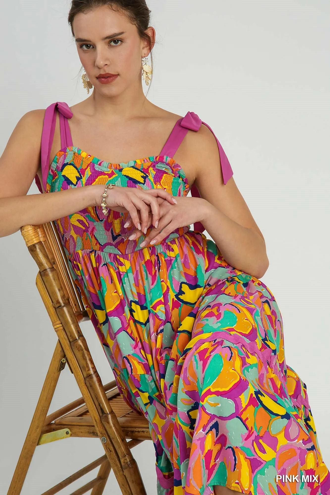 Abstract Ric Rac Trim Maxi Dress