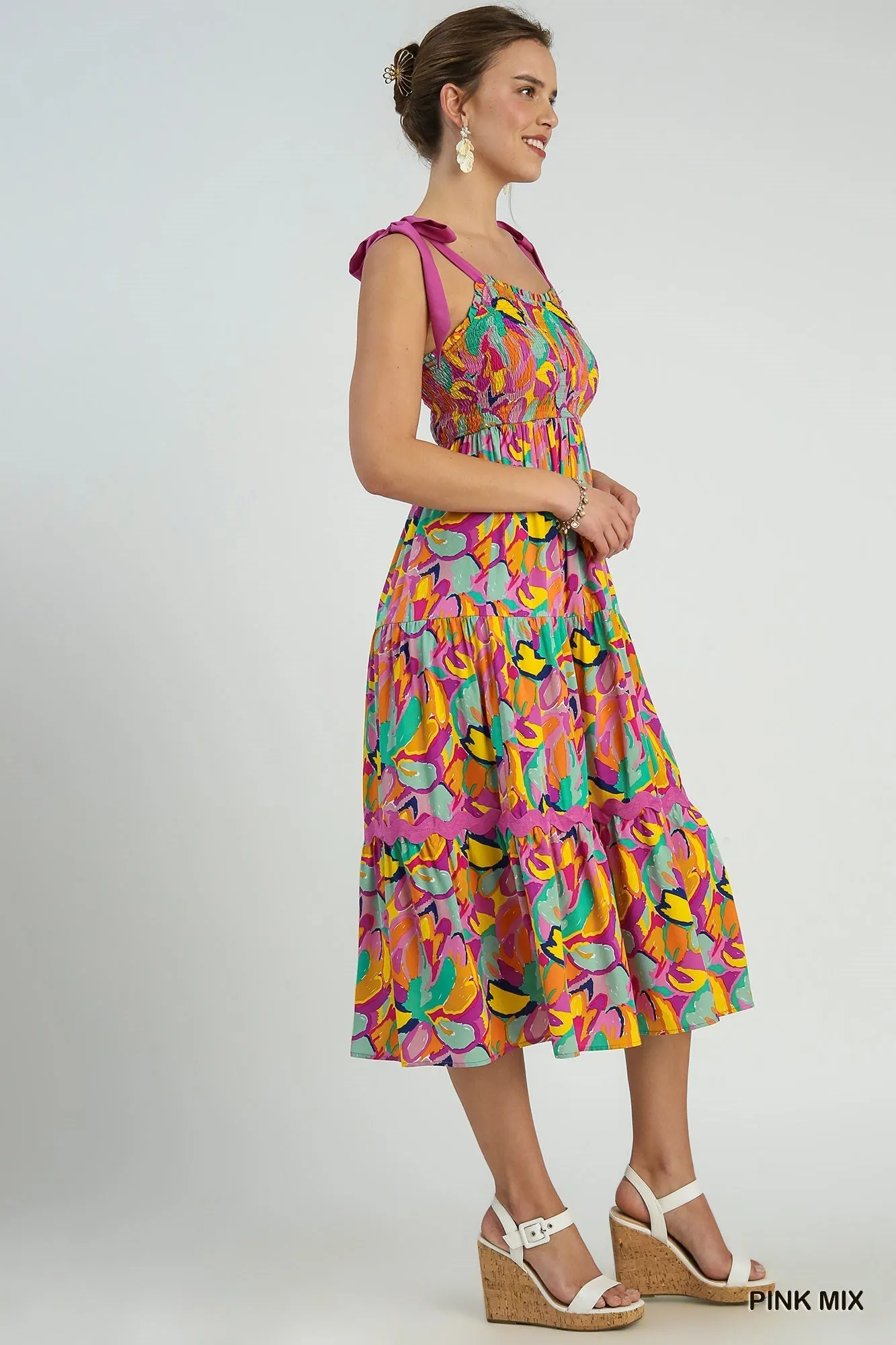 Abstract Ric Rac Trim Maxi Dress