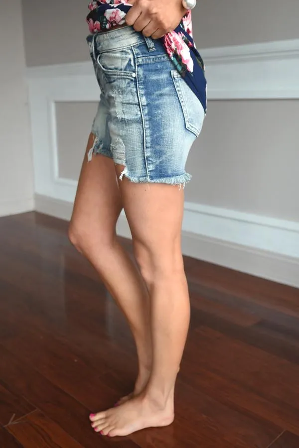 Acid Wash Denim Shorts