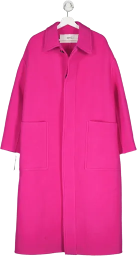 Ami Alexandre Mattiussi Pink Oversize Wool Single Breasted Coat UK XS/S