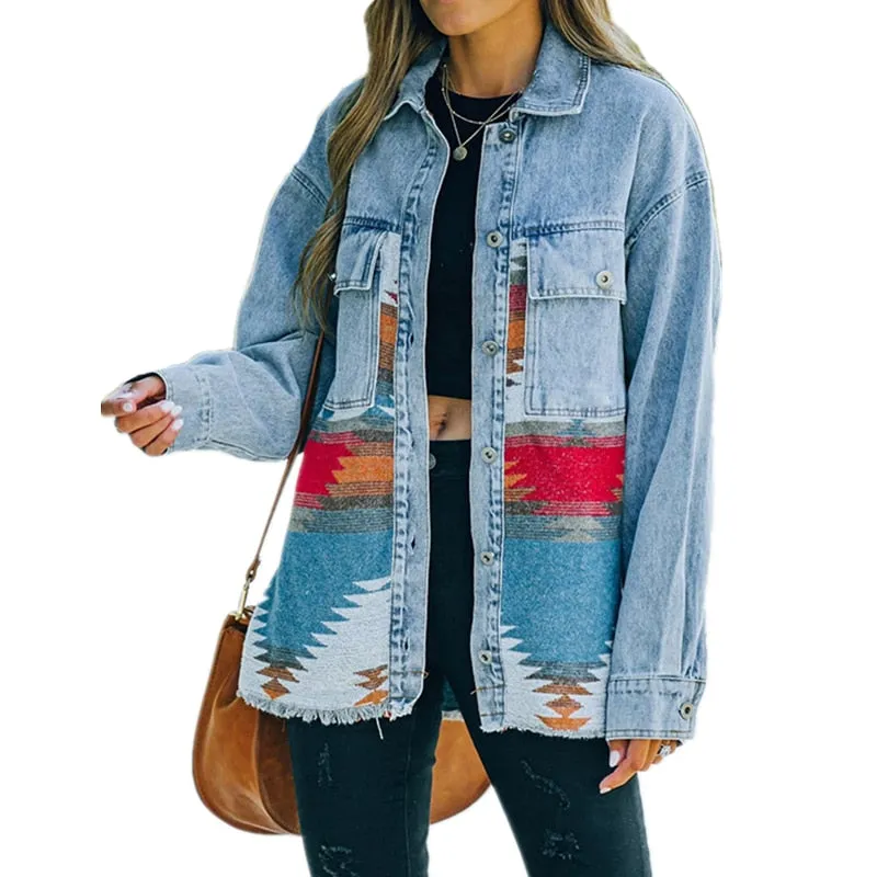 Amy Fashion - Denim Stitched Wool Coat