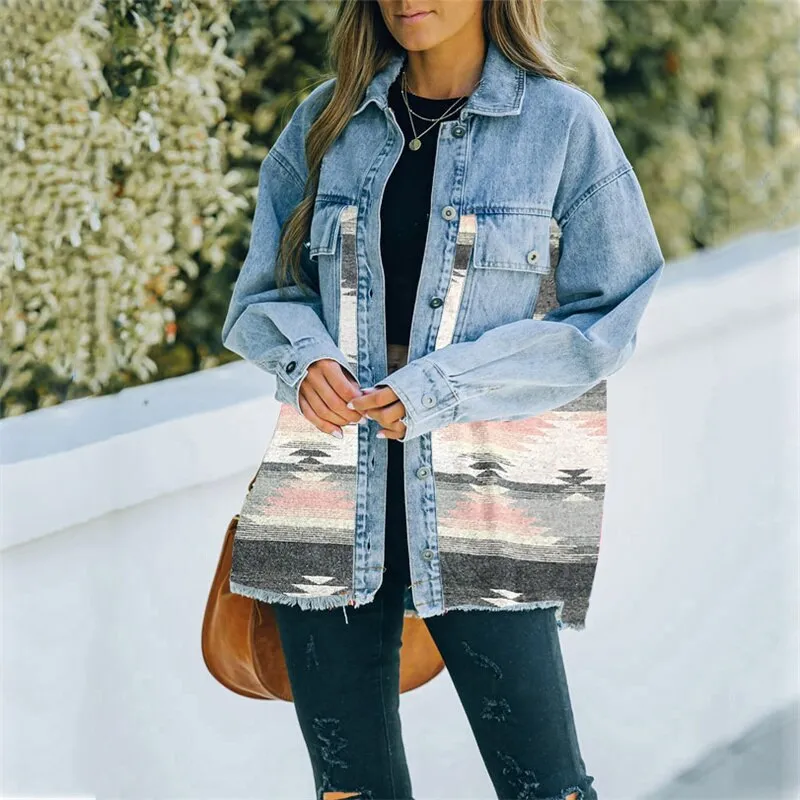 Amy Fashion - Denim Stitched Wool Coat