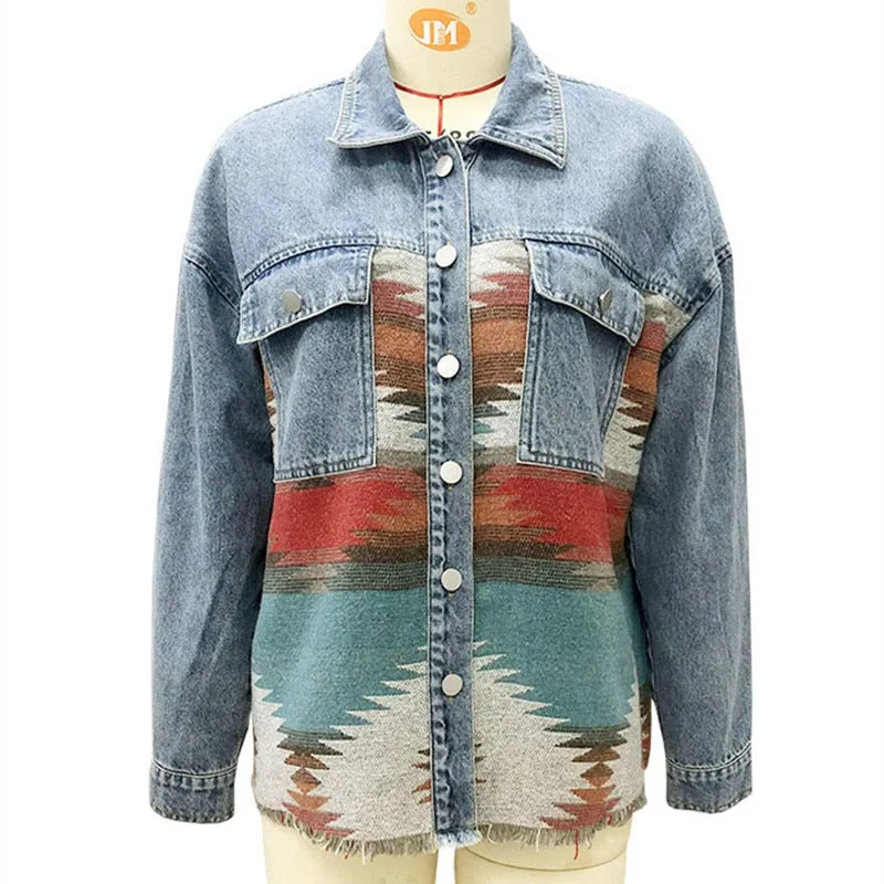 Amy Fashion - Denim Stitched Wool Coat