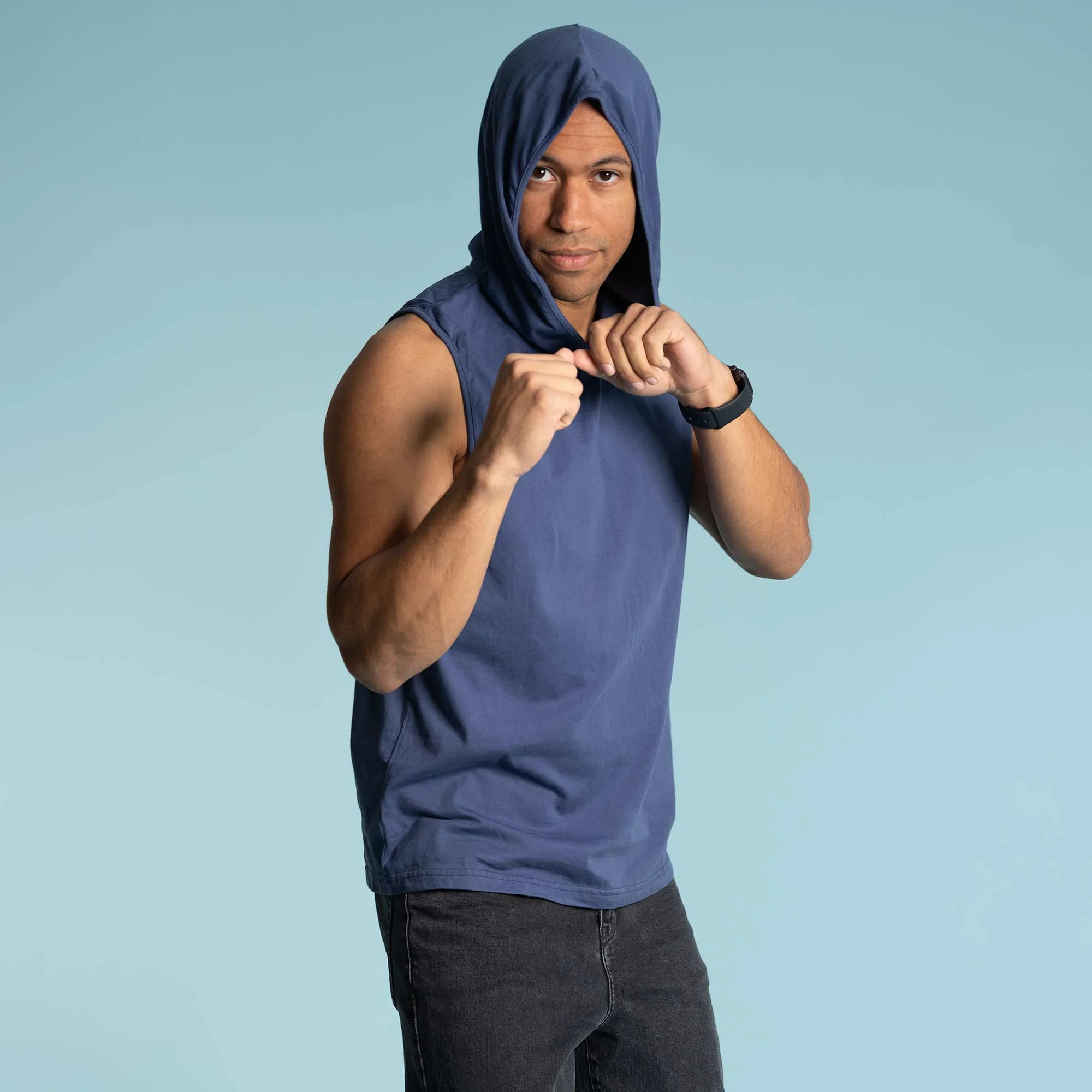 ANDRE 100% Organic Prima Cotton Hoodie Tank Top (OC Thread Option, 100% Biodegradable))