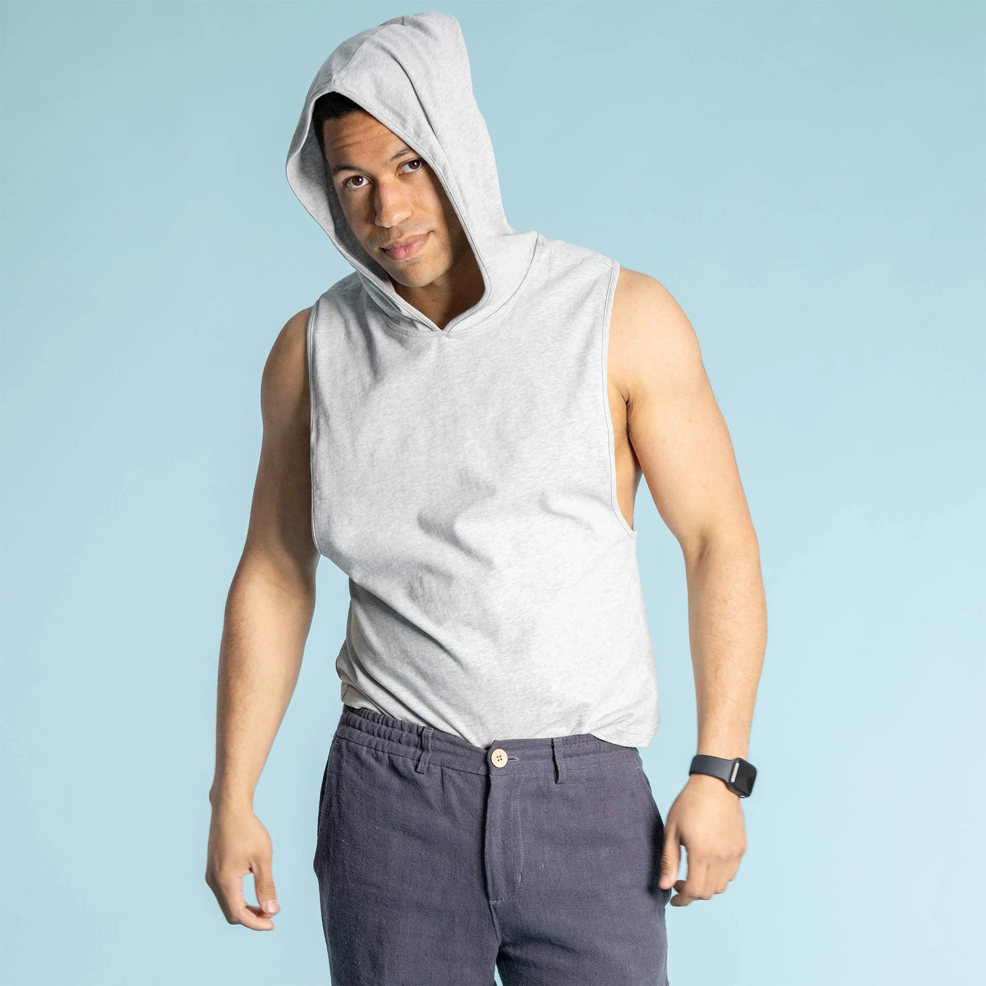 ANDRE 100% Organic Prima Cotton Hoodie Tank Top (OC Thread Option, 100% Biodegradable))