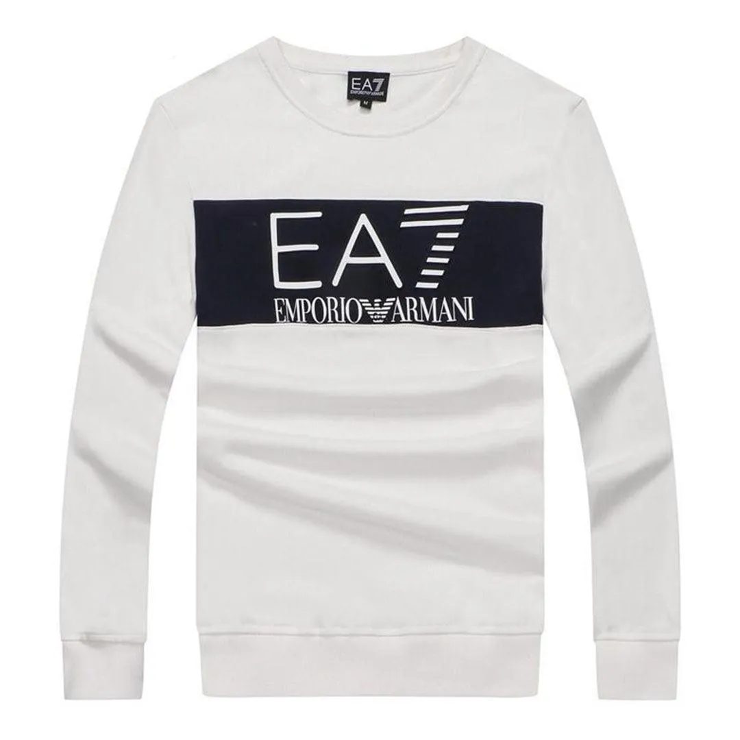 Armani Jeans Block Logo Men's Sweatshirt -White