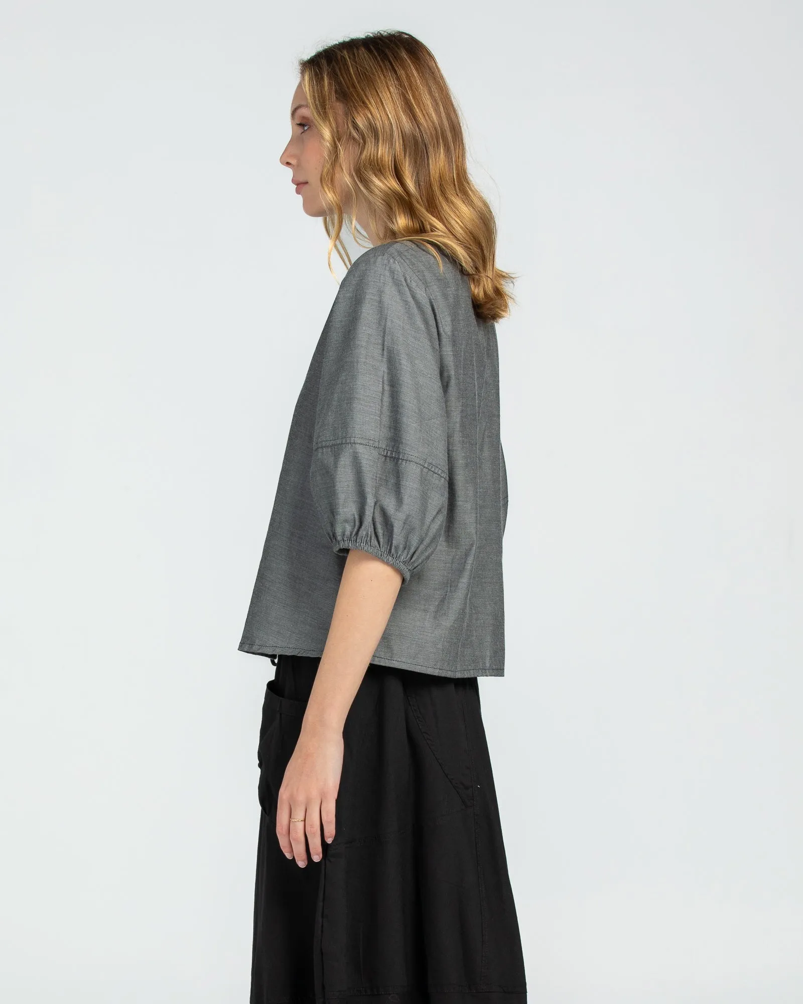 Ava Top - Winter Black Chambray