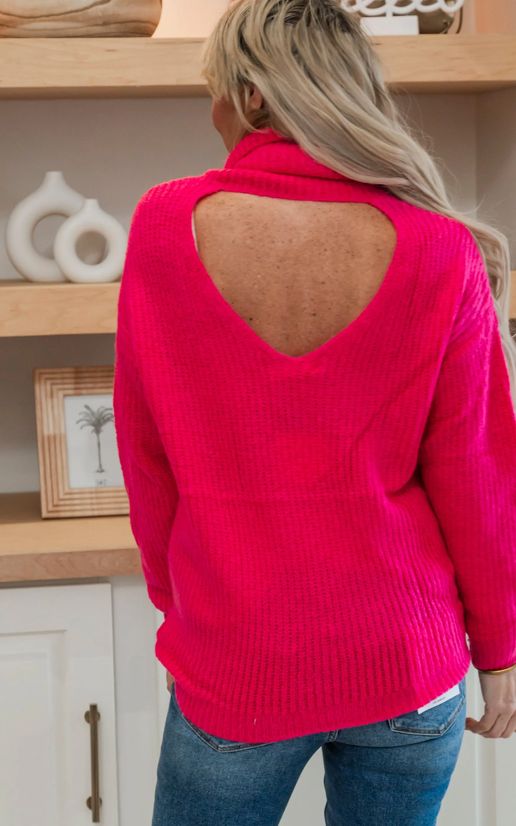 Back Cutout Ribbed Turtleneck Sweater - Final Sale