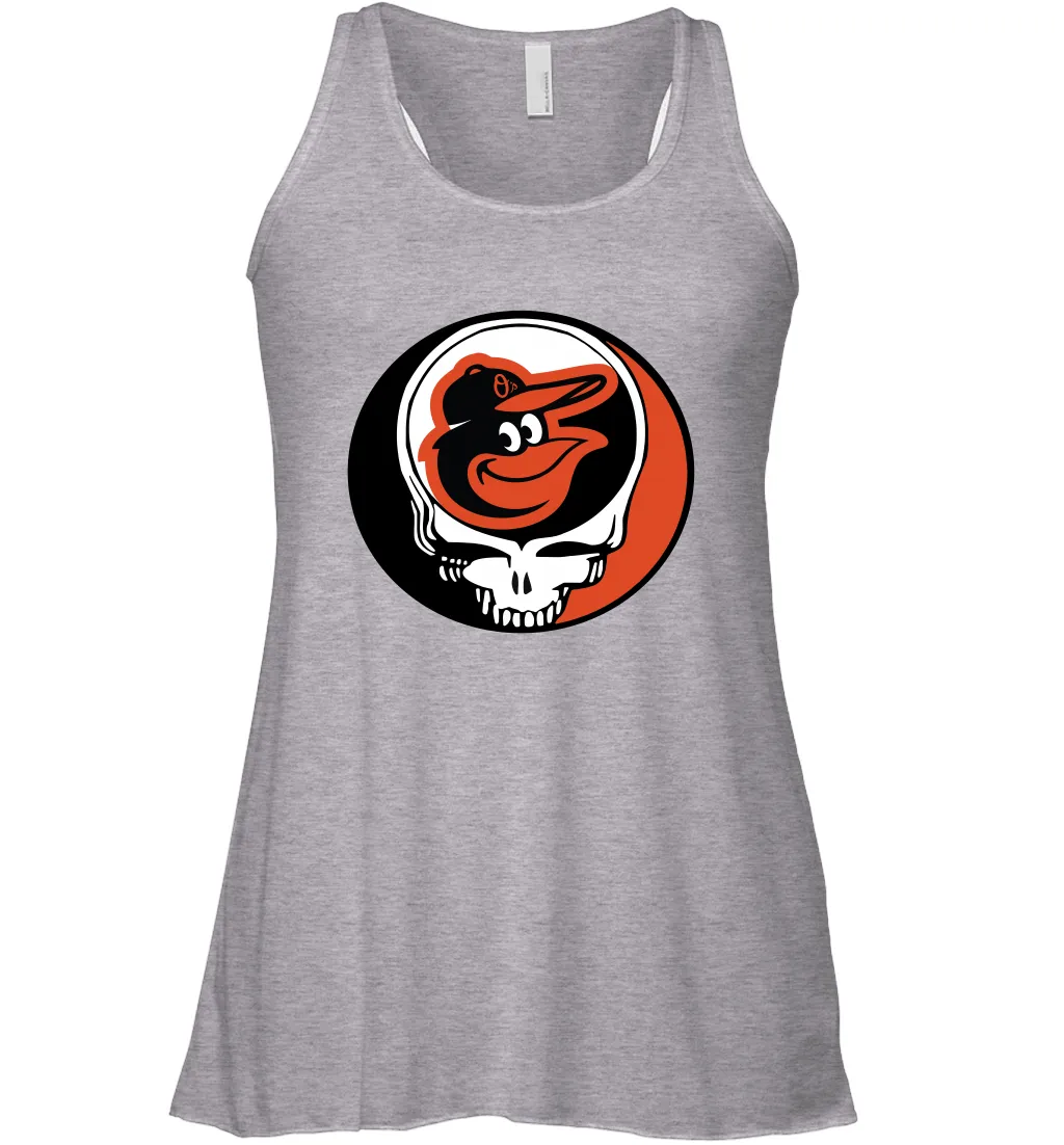 Baltimore Orioles Grateful Dead Steal Your Face Baseball Womens Racerback Tank Top