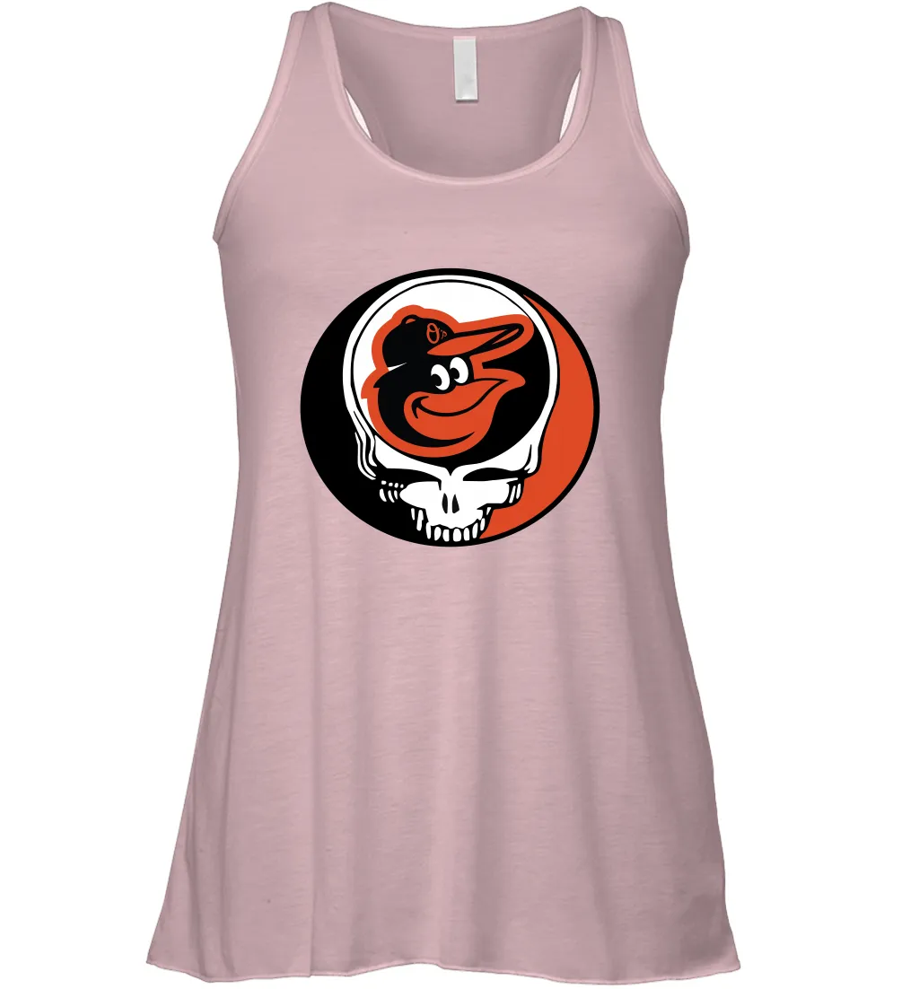 Baltimore Orioles Grateful Dead Steal Your Face Baseball Womens Racerback Tank Top