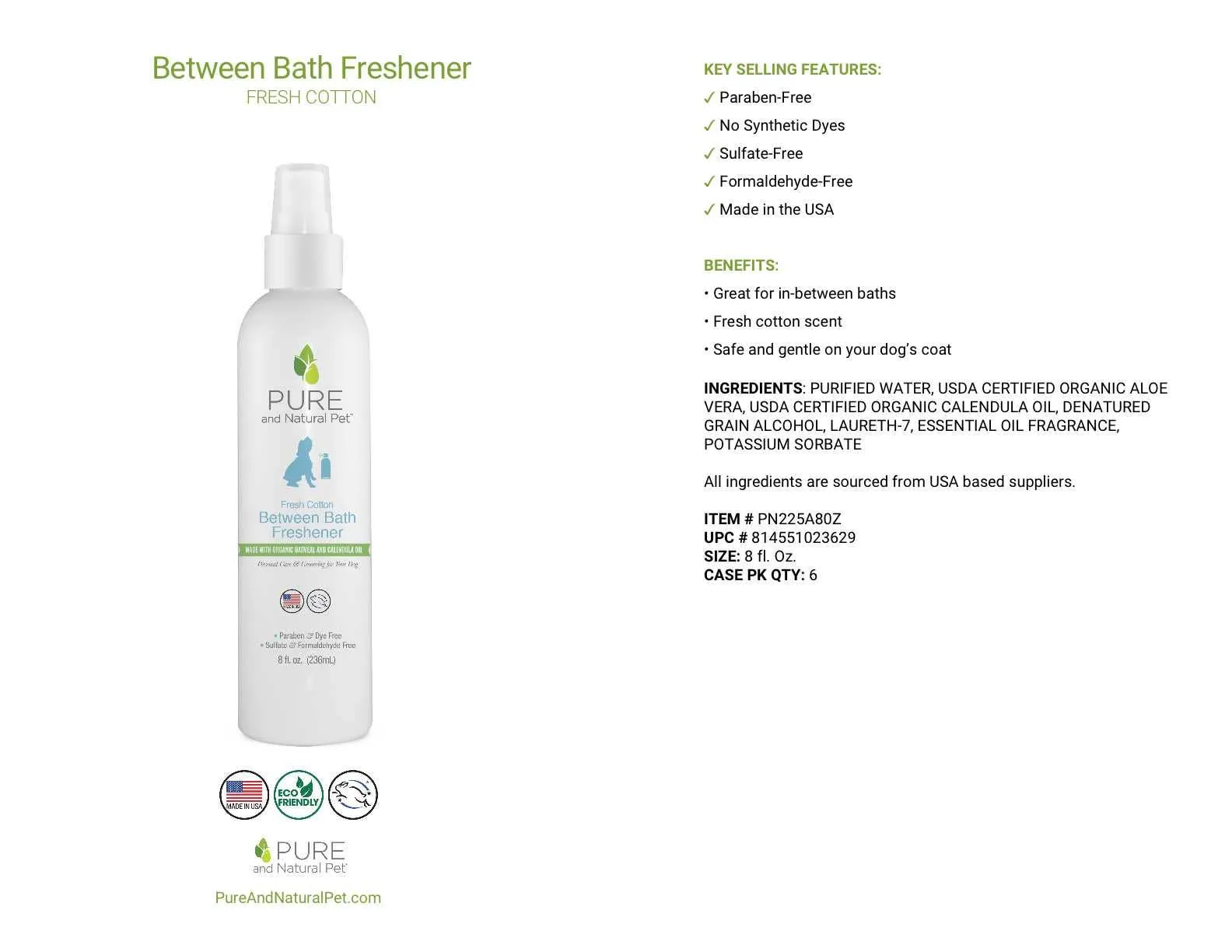 Between Bath Freshener for Dogs - Fresh Cotton