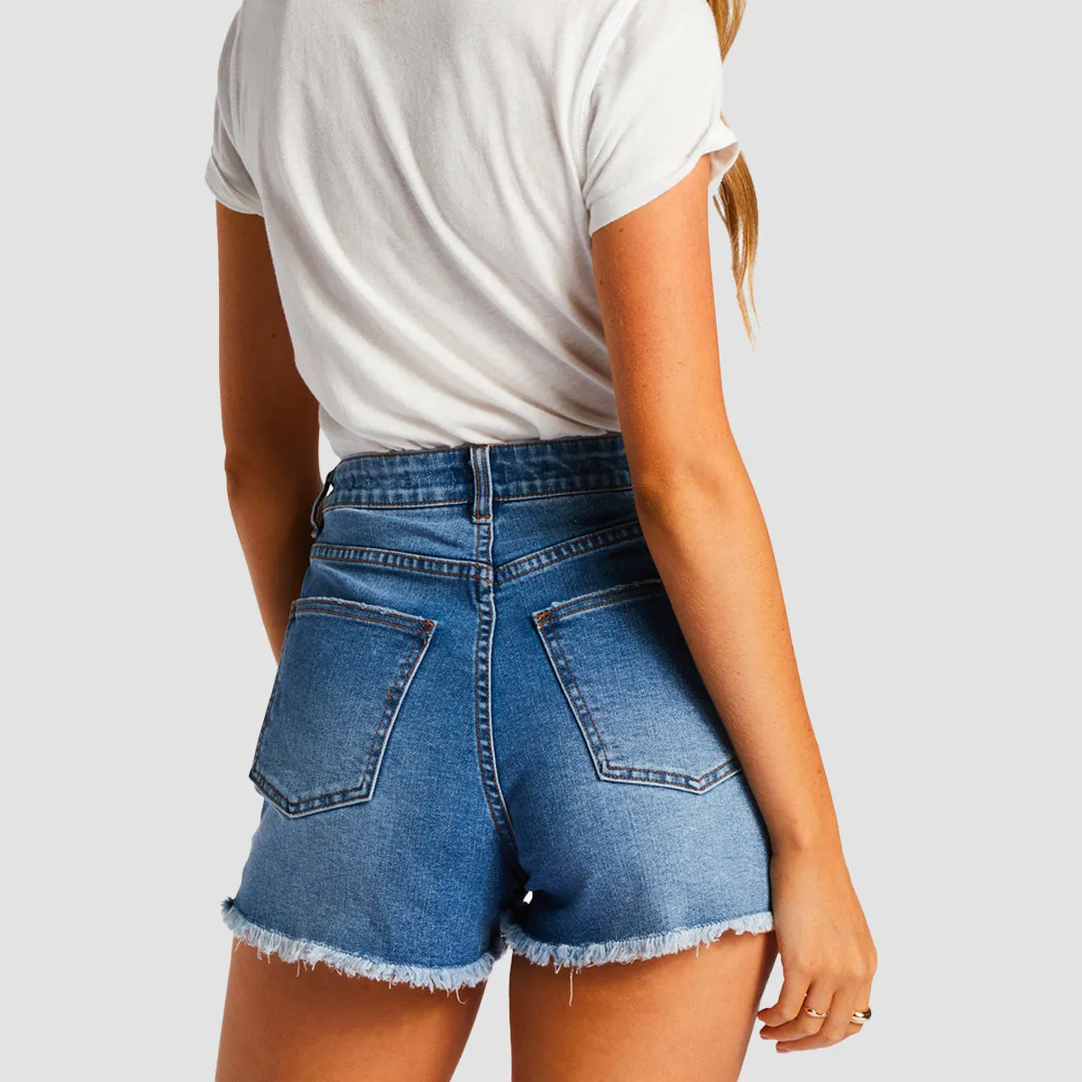 Billabong So Cheeky Denim Shorts Dark Denim - Womens