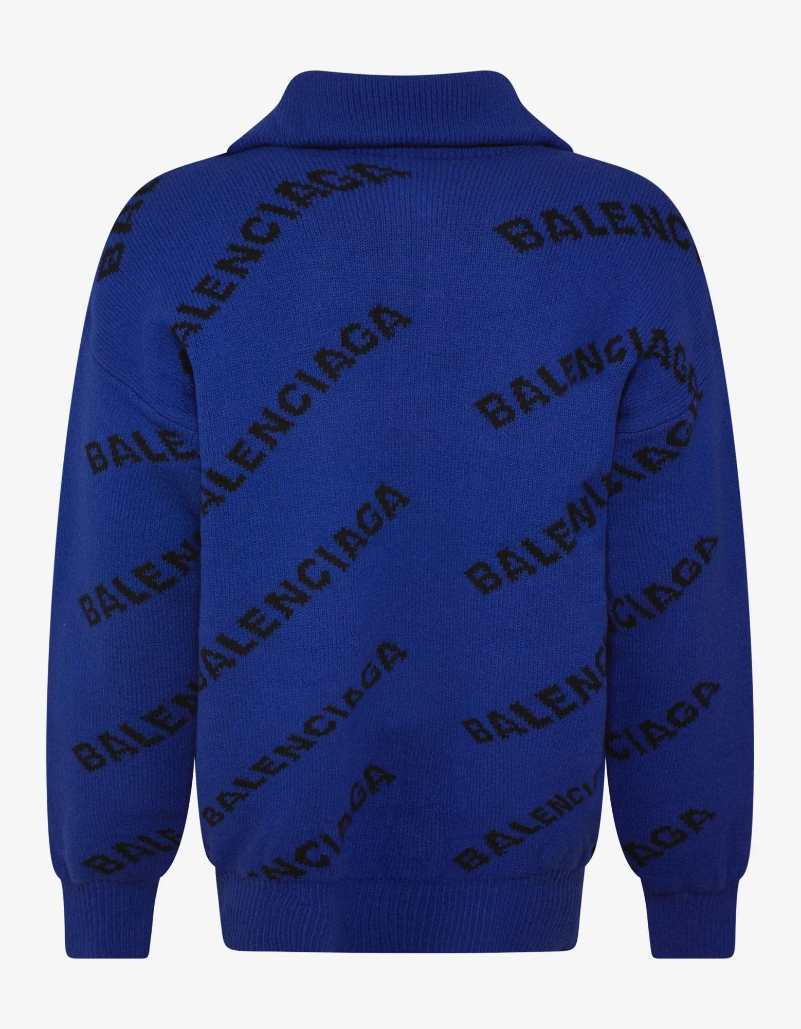 Blue Jacquard Logo Turtleneck Sweater