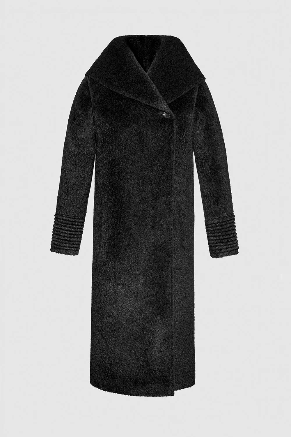 Bouclé Alpaca Long Hooded Coat