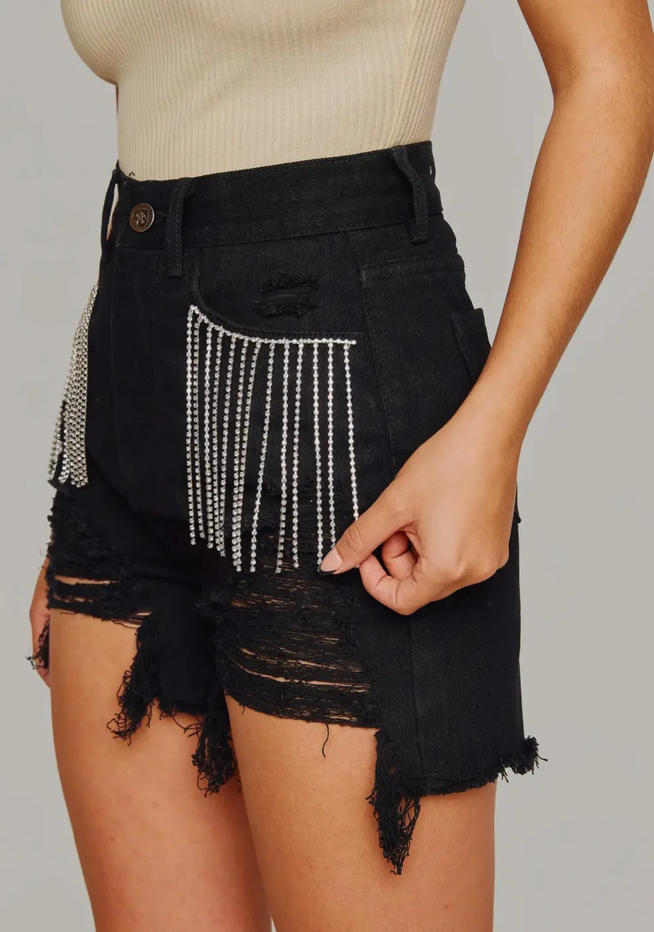 Buddy Love: Elvis Crystal Denim Shorts