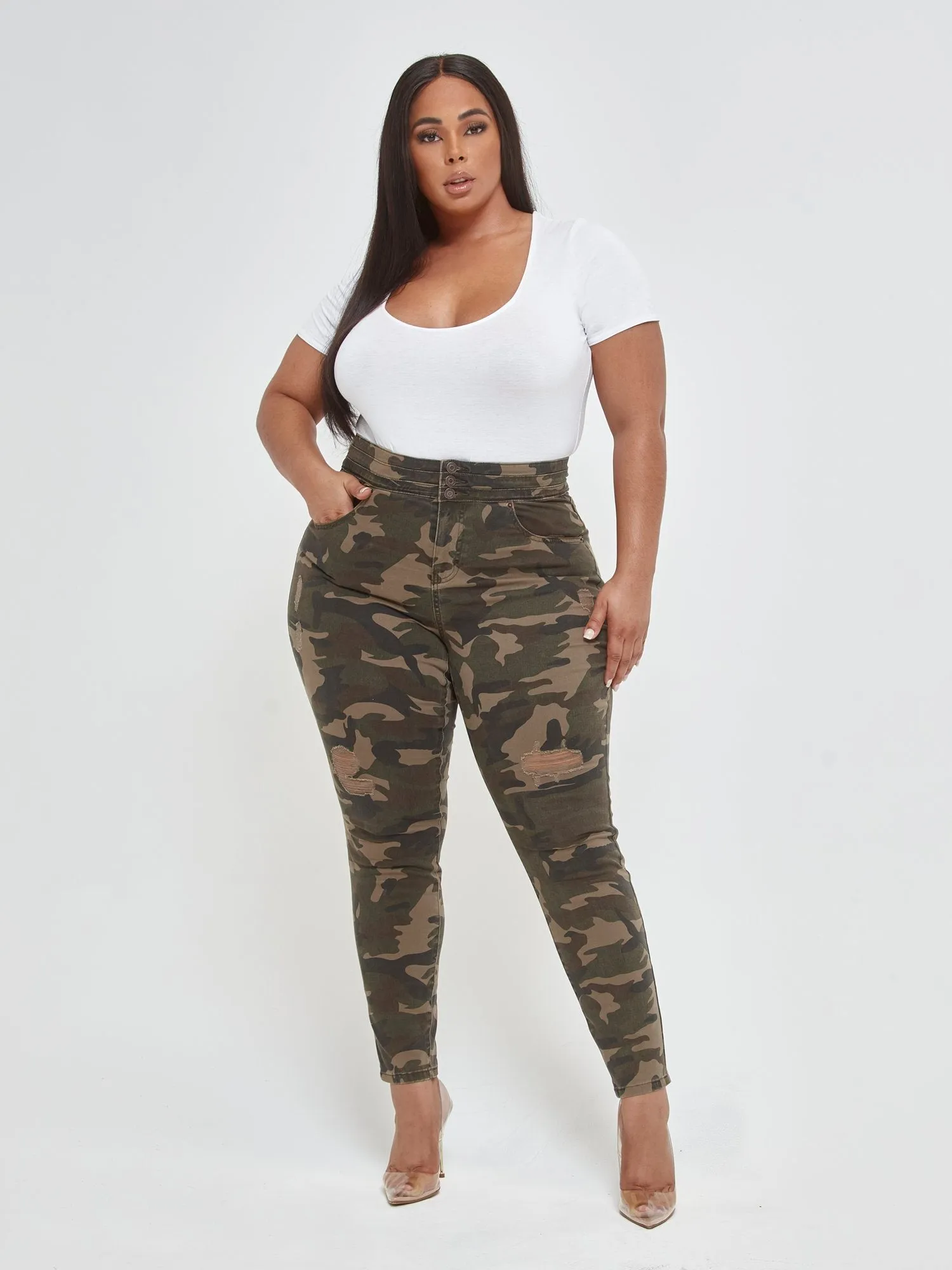 Camo Triple Stack High-Waist Jeans