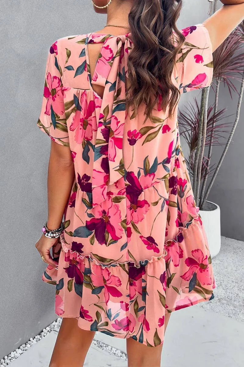 CASUAL HOLIDAY PRINT SHORT SLEEVE DRESS_CWDSD2405