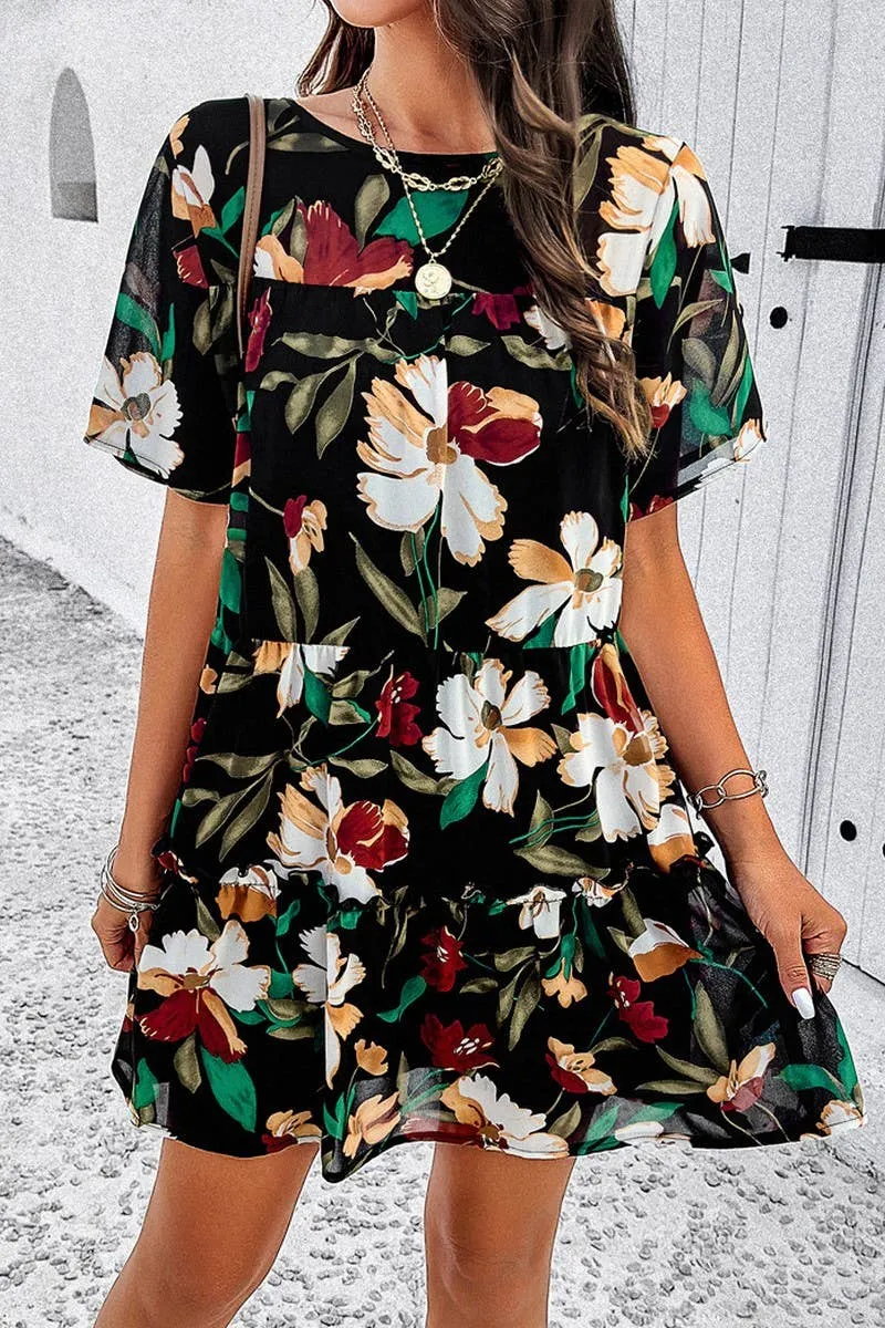 CASUAL HOLIDAY PRINT SHORT SLEEVE DRESS_CWDSD2405