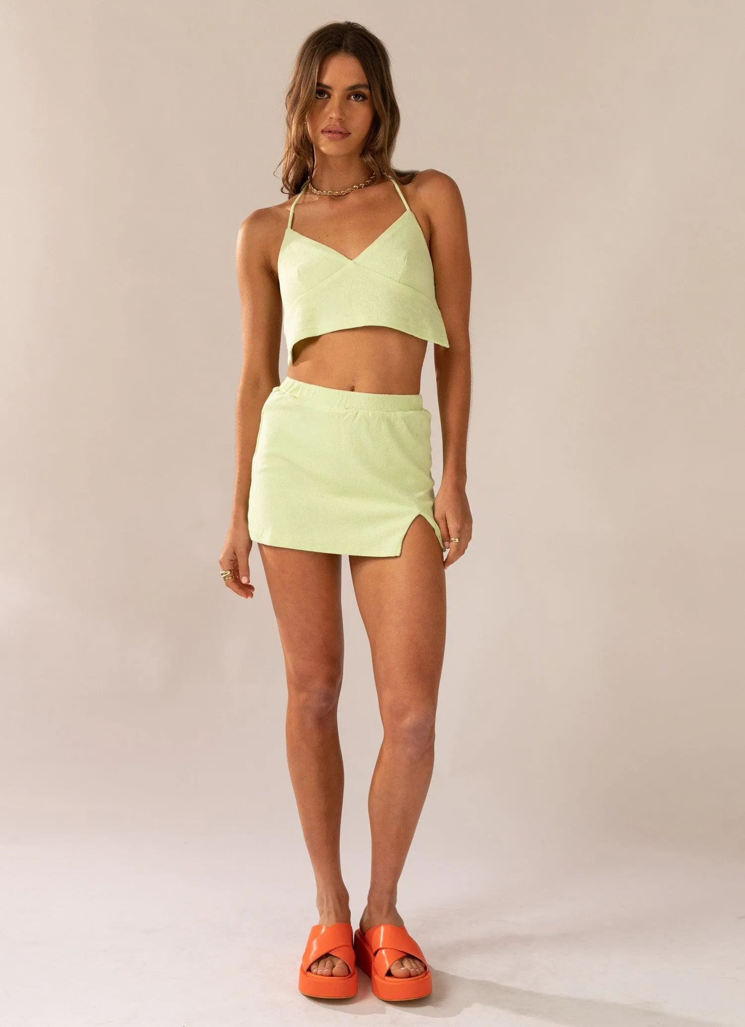 Changing Seasons Terry Mini Skirt - Lime Green