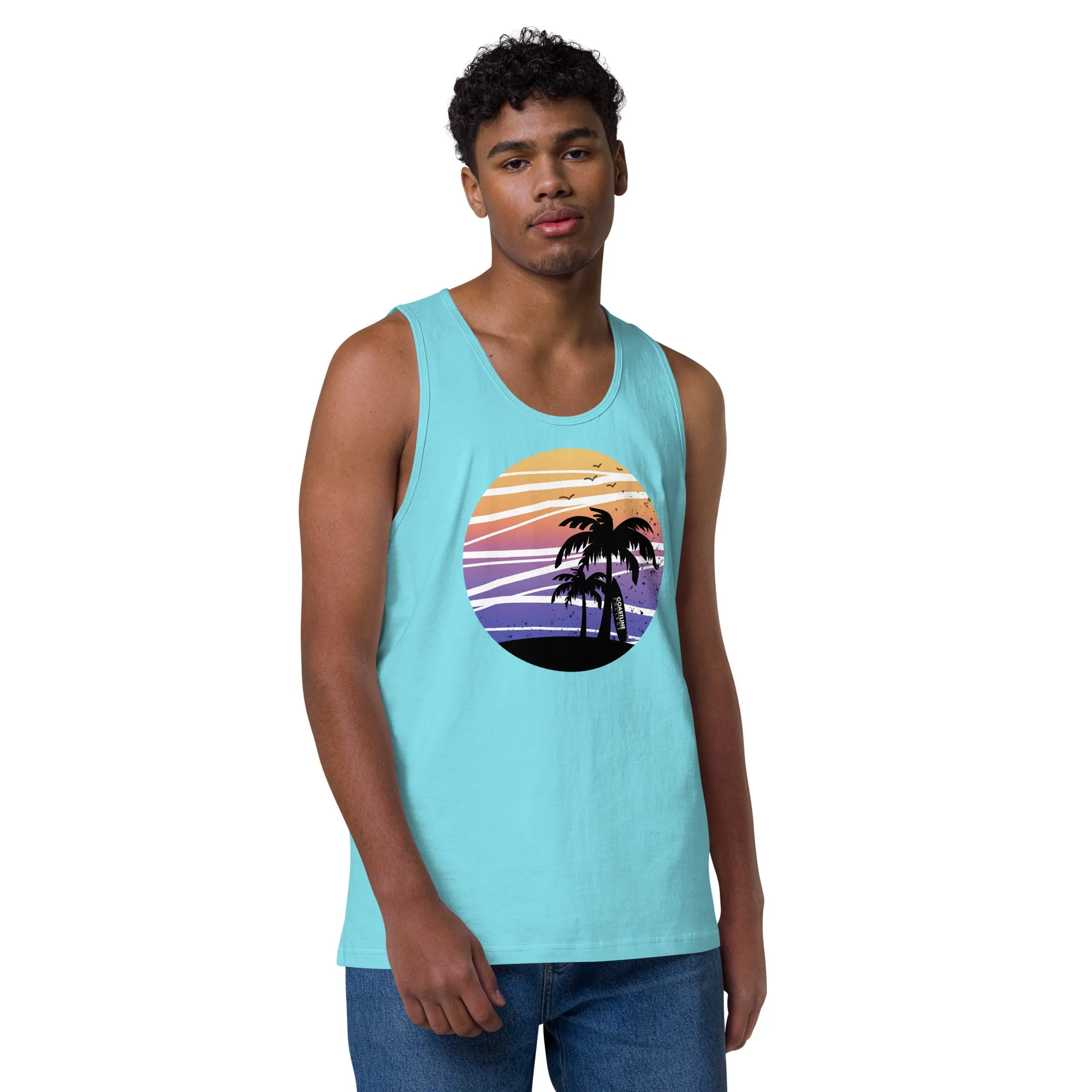 Coastline Summertime Sunset Unisex Premium Tank Top (Light Colors)