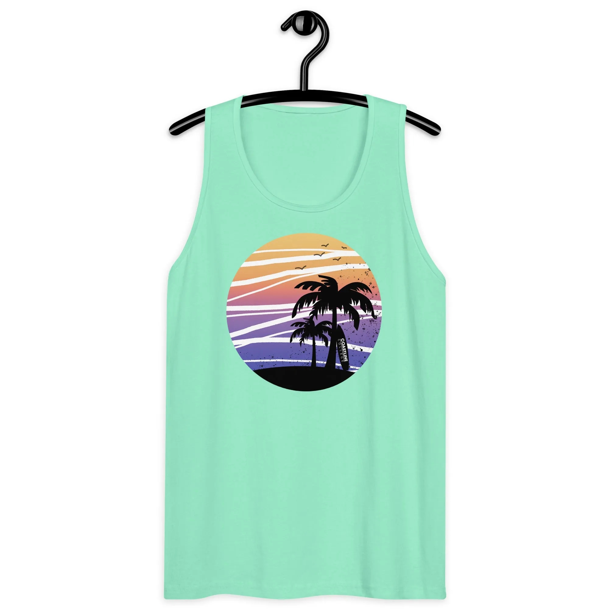 Coastline Summertime Sunset Unisex Premium Tank Top (Light Colors)