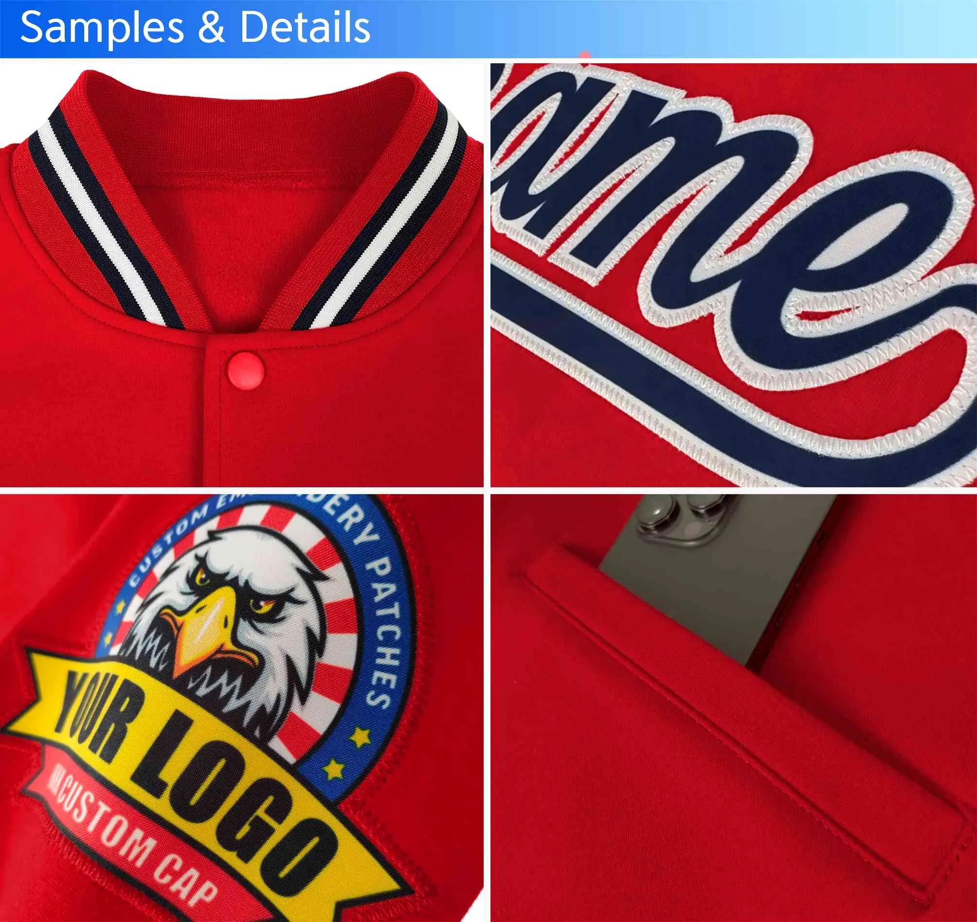 Custom Aqua Crimson-Gold Classic Style Varsity Full-Snap Letterman Jacket