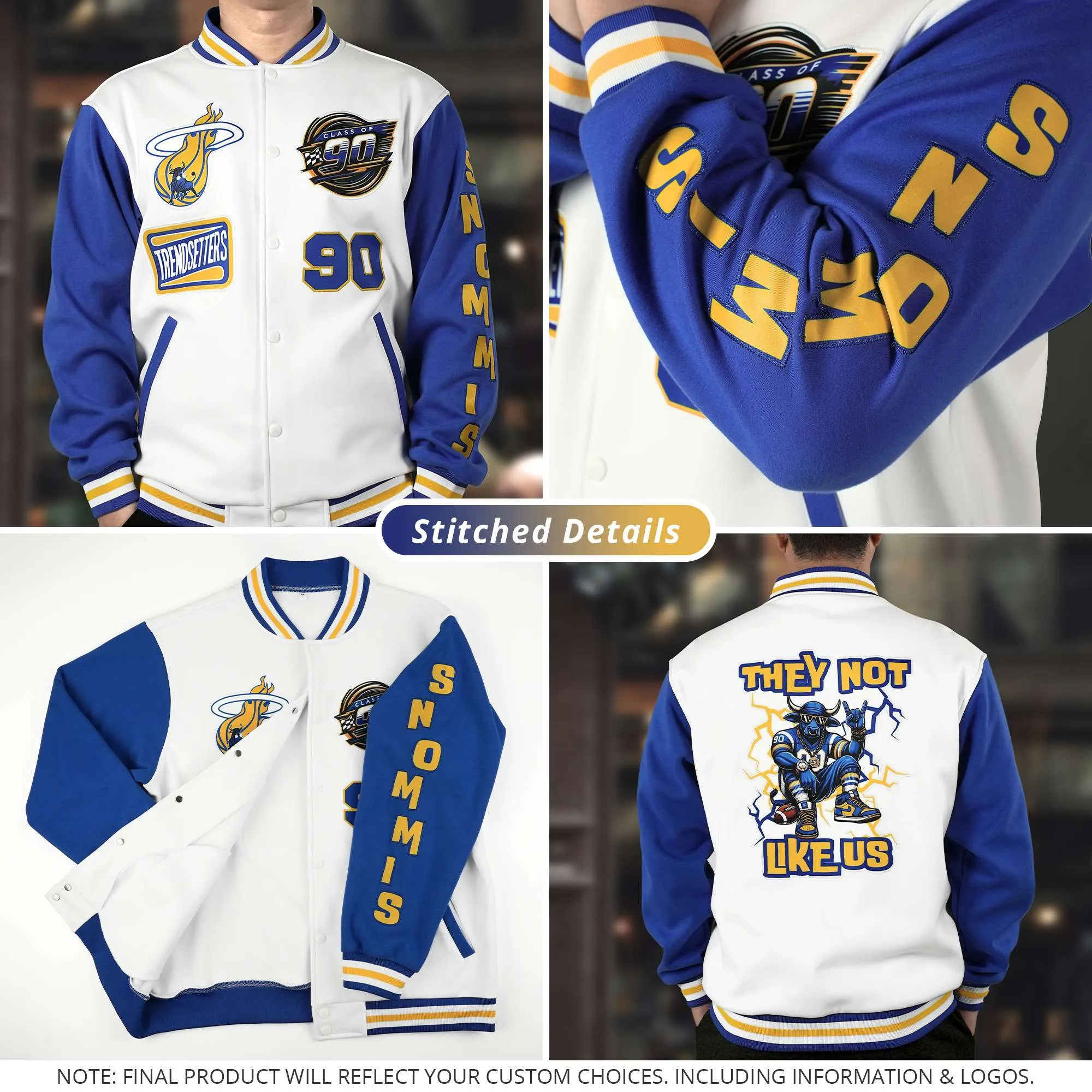 Custom Aqua Gray Classic Style Varsity Full-Zip Letterman Baseball Jacket