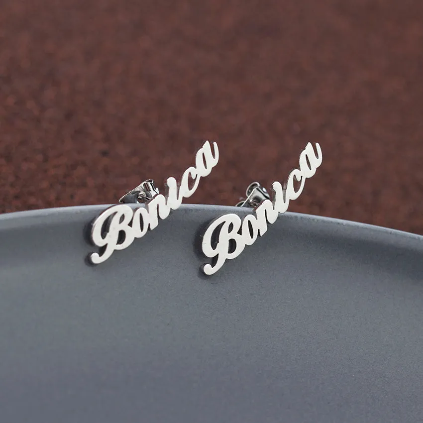 Custom Name Earrings- Exclusive Name Plate Stud Earring