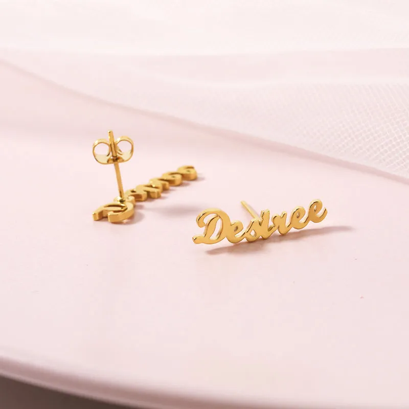 Custom Name Earrings- Exclusive Name Plate Stud Earring