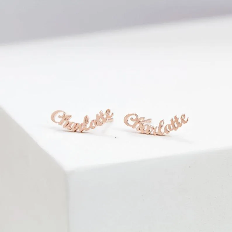 Custom Name Earrings- Exclusive Name Plate Stud Earring