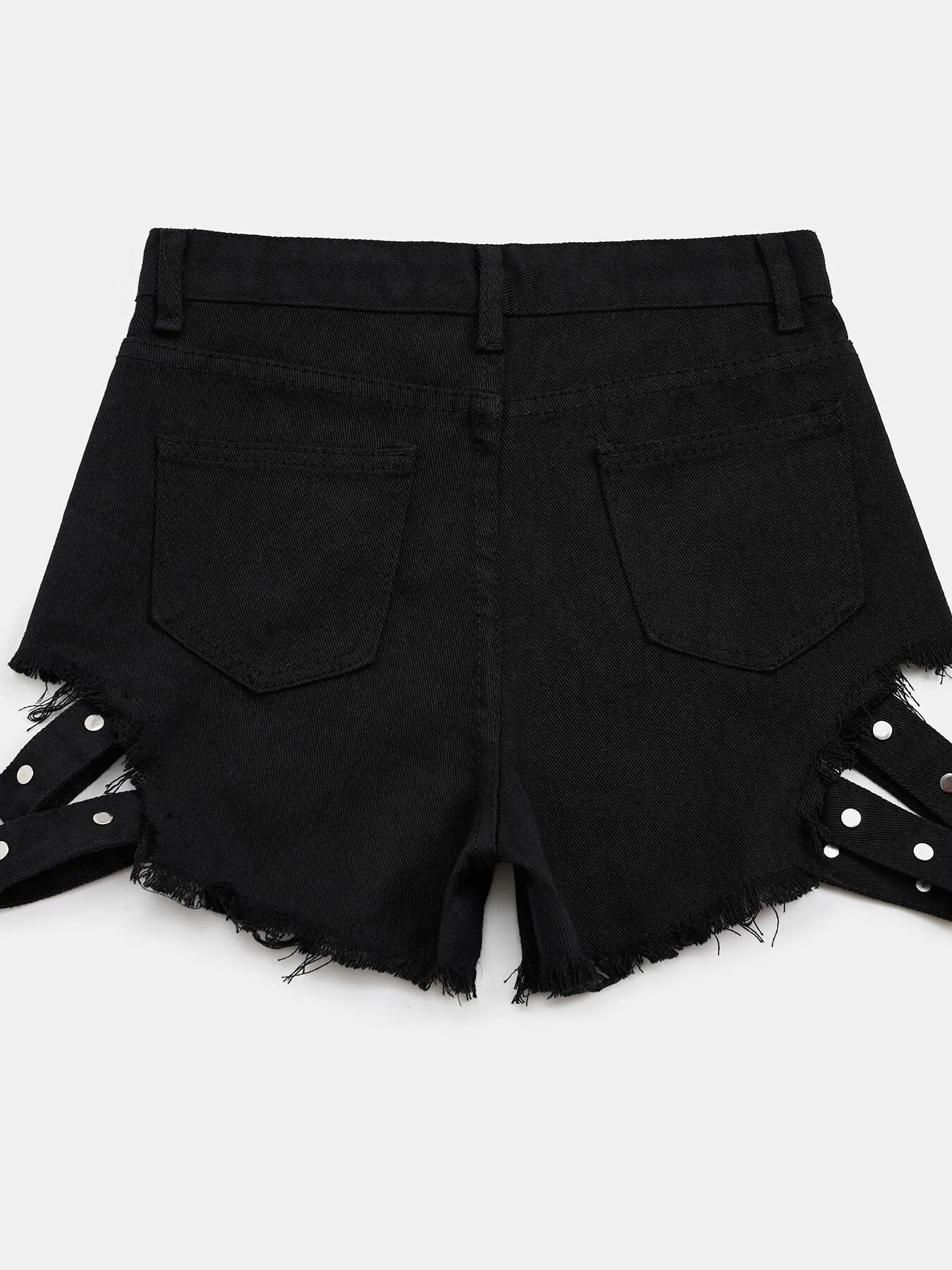 Cut Out Raw Hem High Waist Denim Shorts