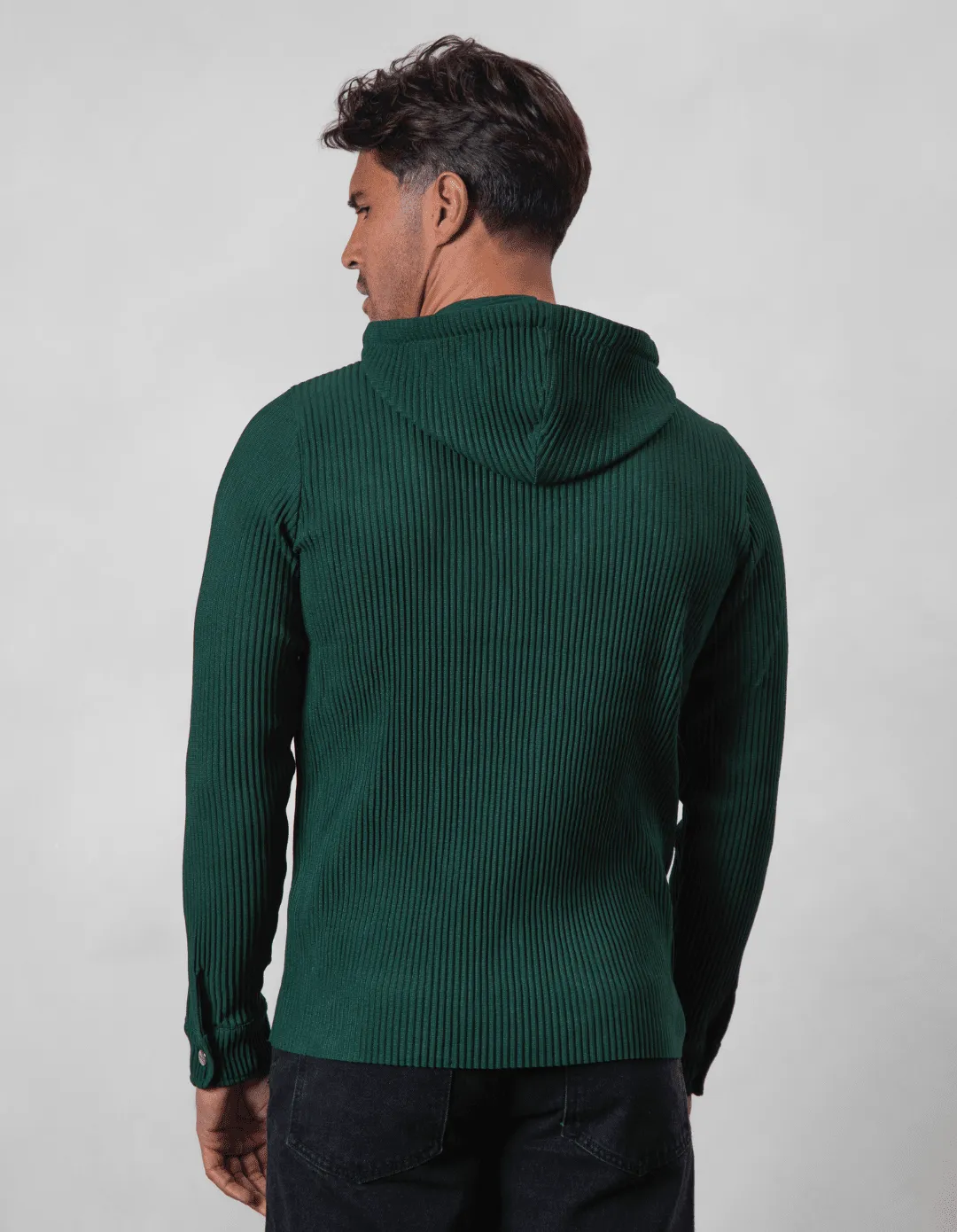 Dark Green Pleated Hoodie