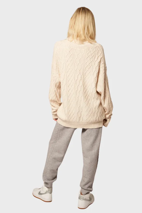 Diamond Knit Turtleneck Cashmere Sweater