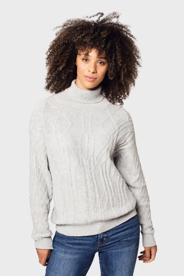 Diamond Knit Turtleneck Cashmere Sweater