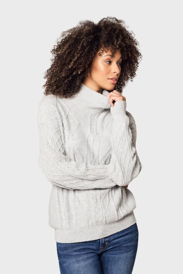 Diamond Knit Turtleneck Cashmere Sweater