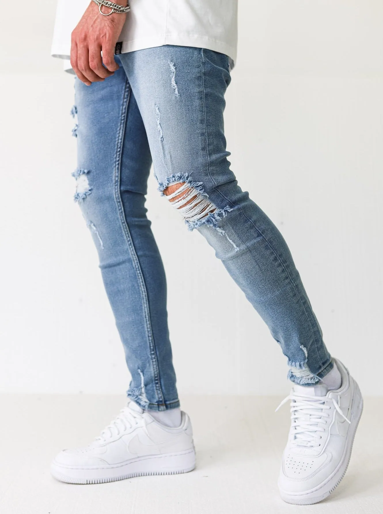 Distressed Ripped Light Blue Jeans