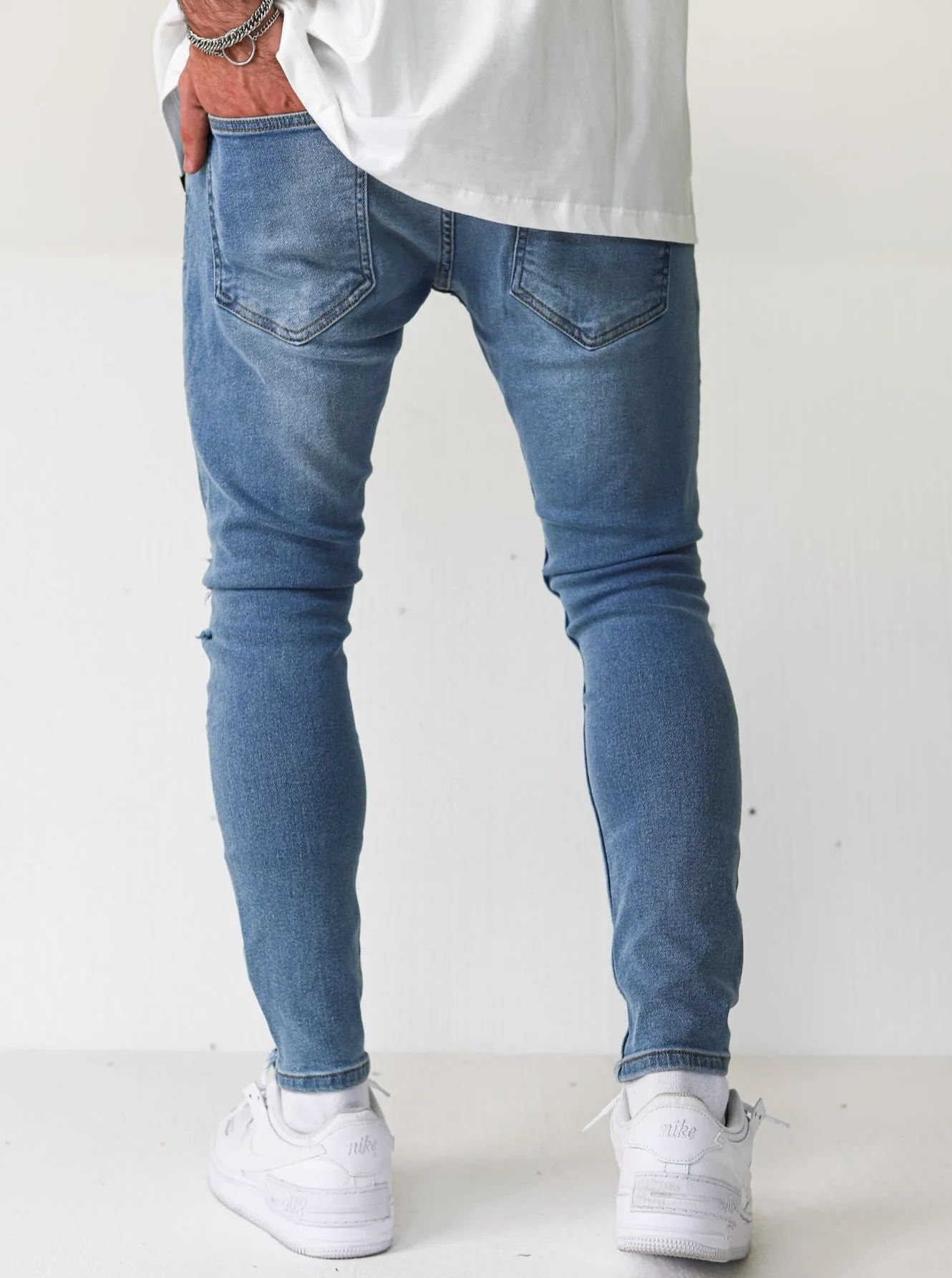 Distressed Ripped Light Blue Jeans