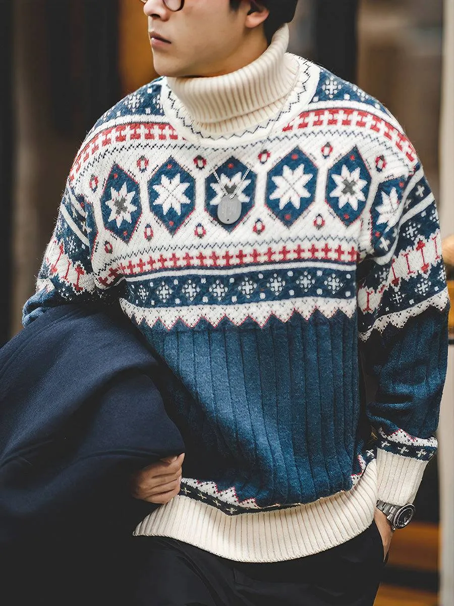 Fair Isle Jacquard Turtleneck Sweater