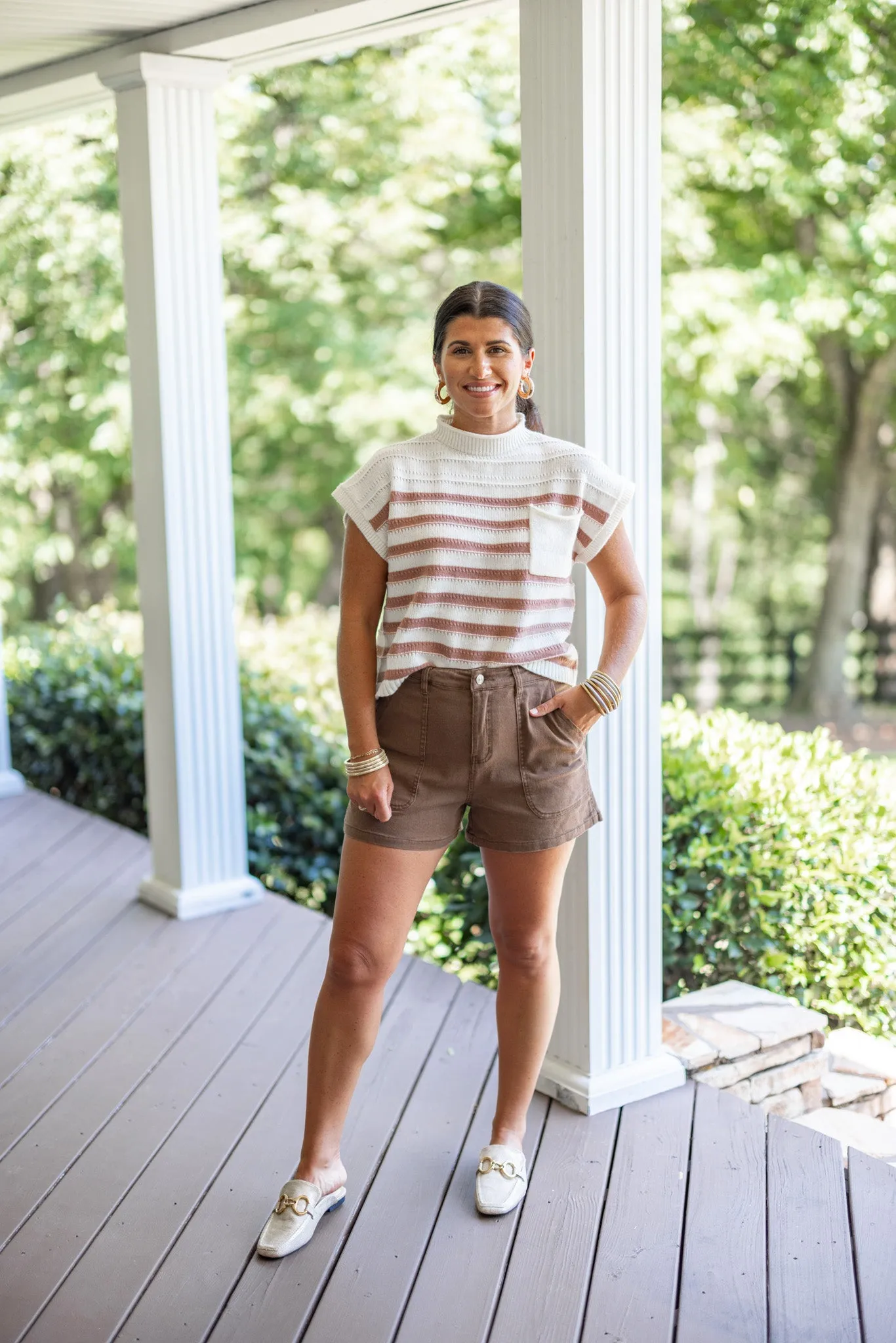 Fall Daze Brown Denim Shorts