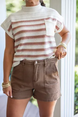 Fall Daze Brown Denim Shorts