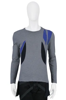 HELMUT LANG GREY & BLUE LONG SLEEVE T-SHIRT 2003