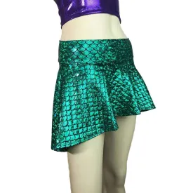 Hi-Lo Skater Skirt - Green Mermaid Scales - final Sale SMALL