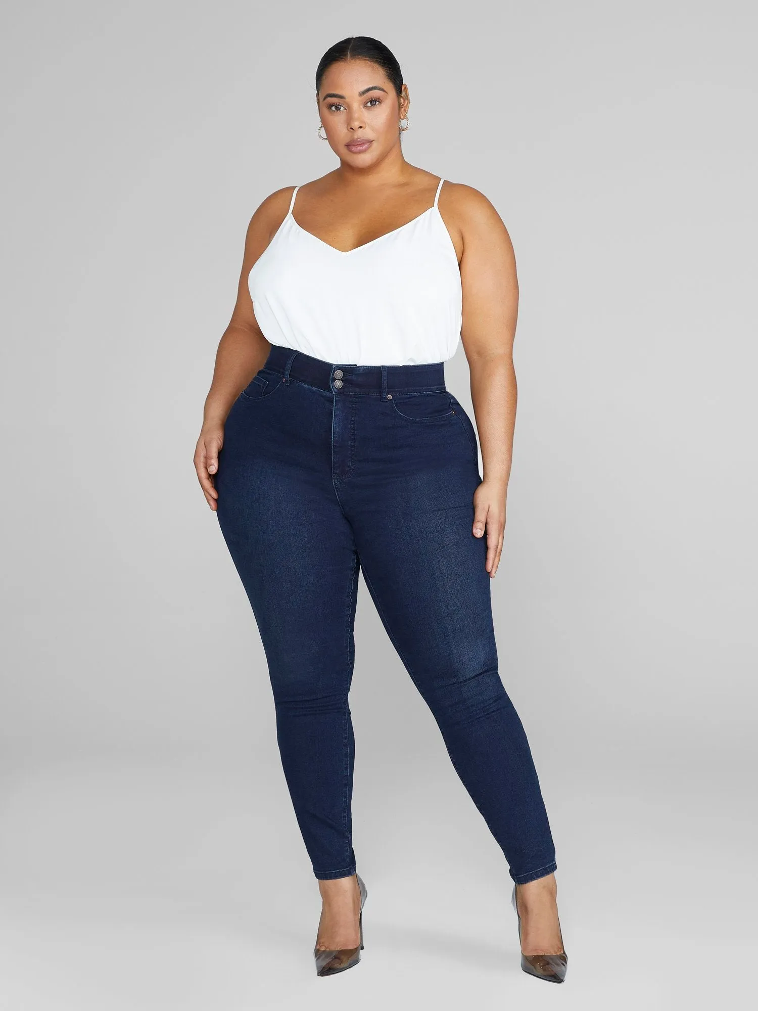 High Rise Curvy Fit Skinny Jeans in Dark Indigo