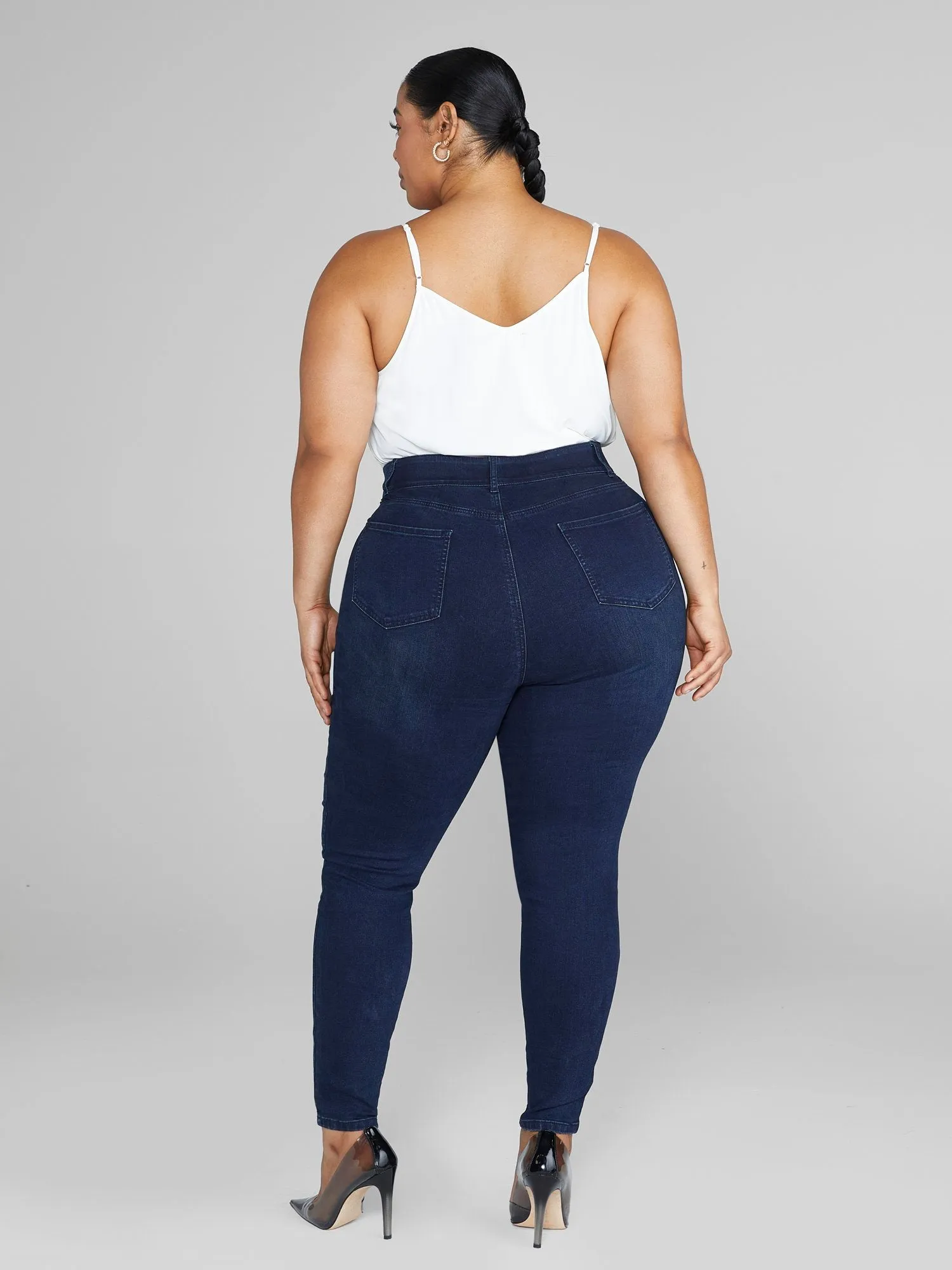 High Rise Curvy Fit Skinny Jeans in Dark Indigo