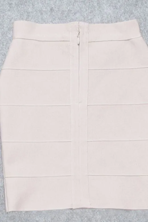 High Waist Bandage Striped Mini Skirt - Cream