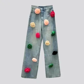 High-waist embellished jeans