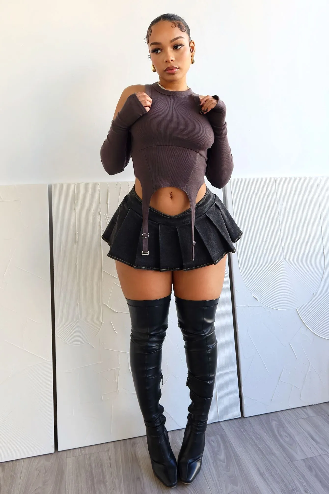 In The Fall Low Rise Denim Mini Skirt