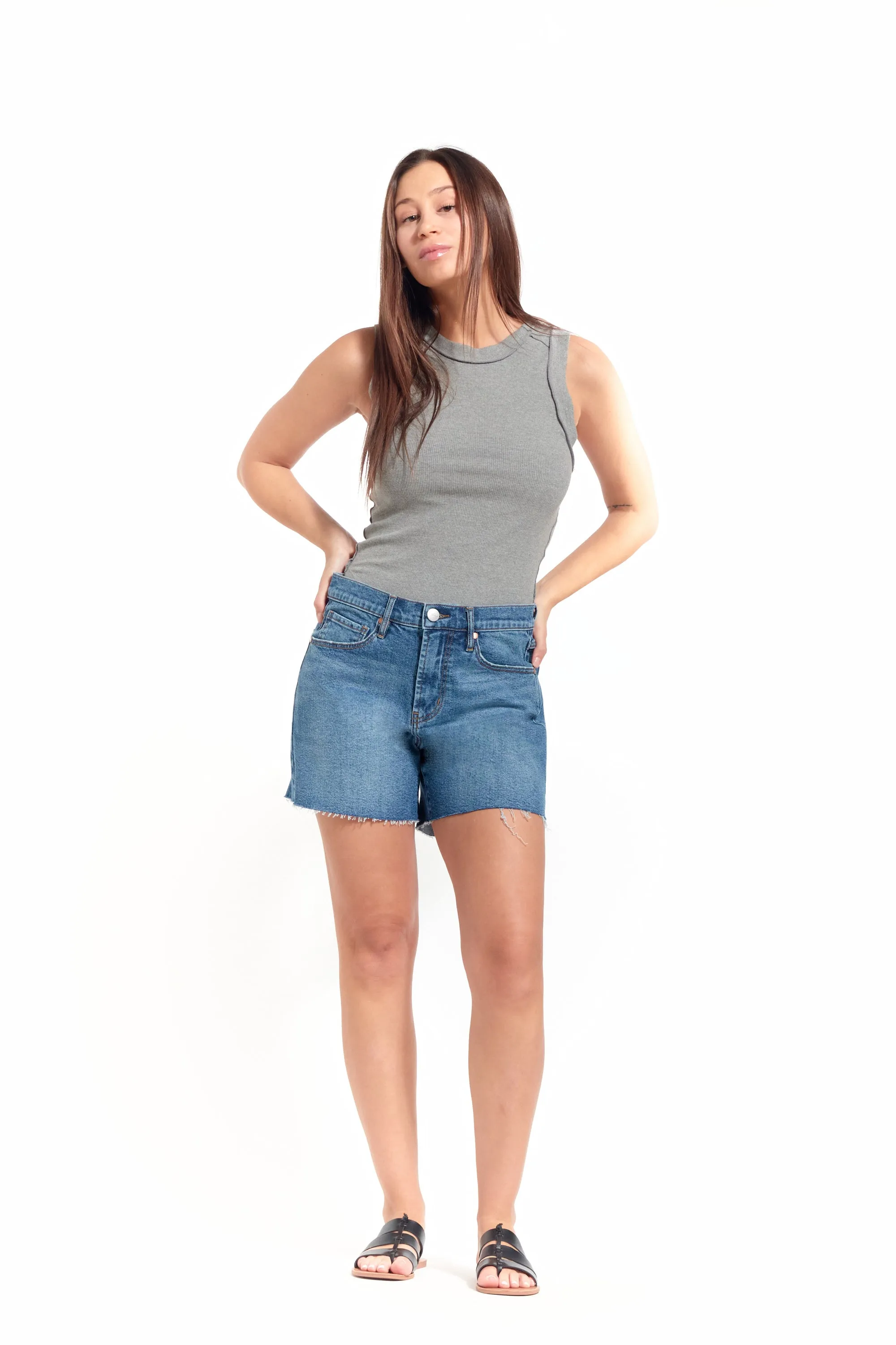 Indigo Denim Loose Shorts in Benny