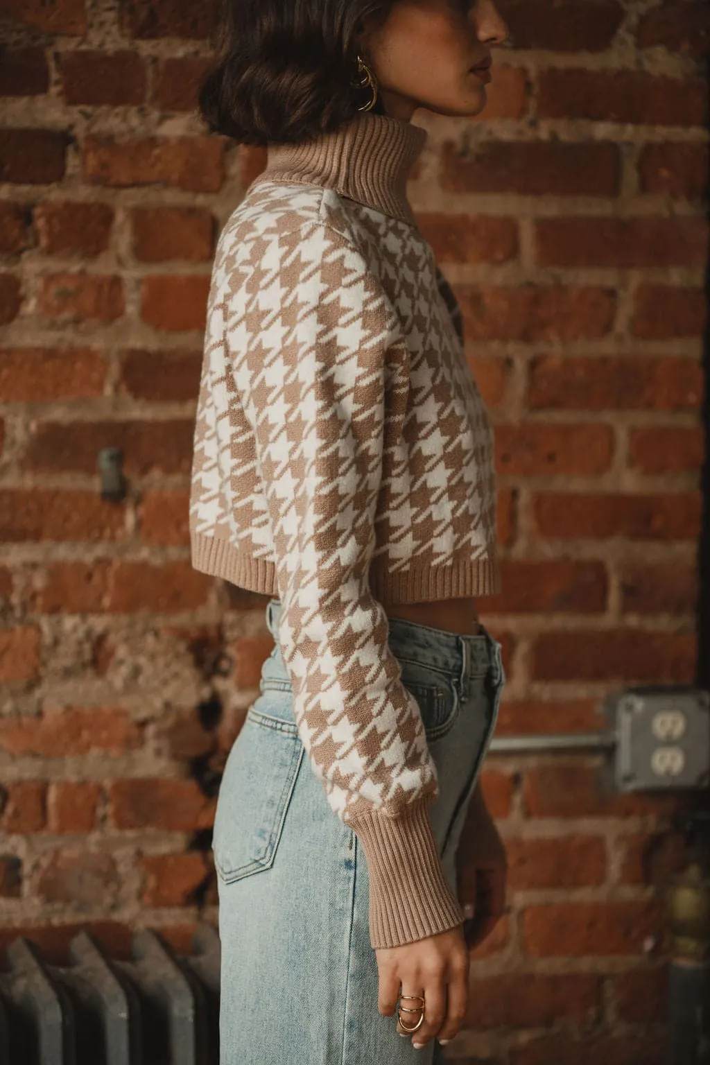 Jamie Beige Houndstooth Sweater